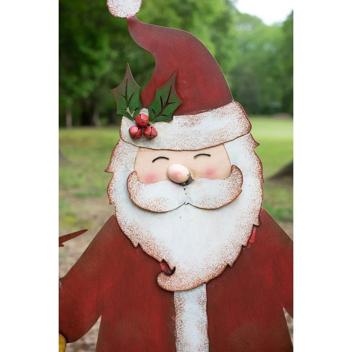 Kalalou painted metal welcome santa yard art - CZG1435