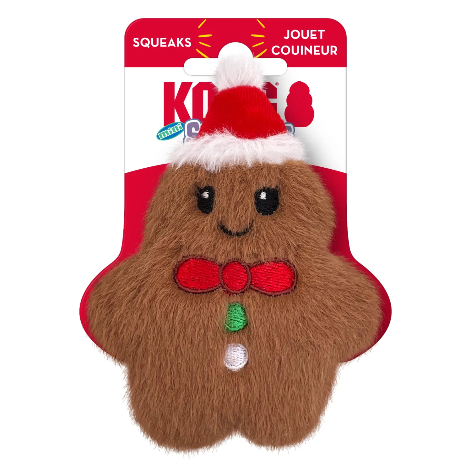 KONG Holiday Mini Gingerbread Snuzzles 2024 | XS Christmas Plush Squeaky Dog Toy