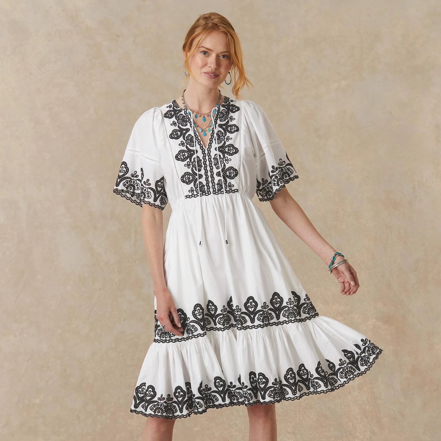 Layna Embroidered Dress, Petite