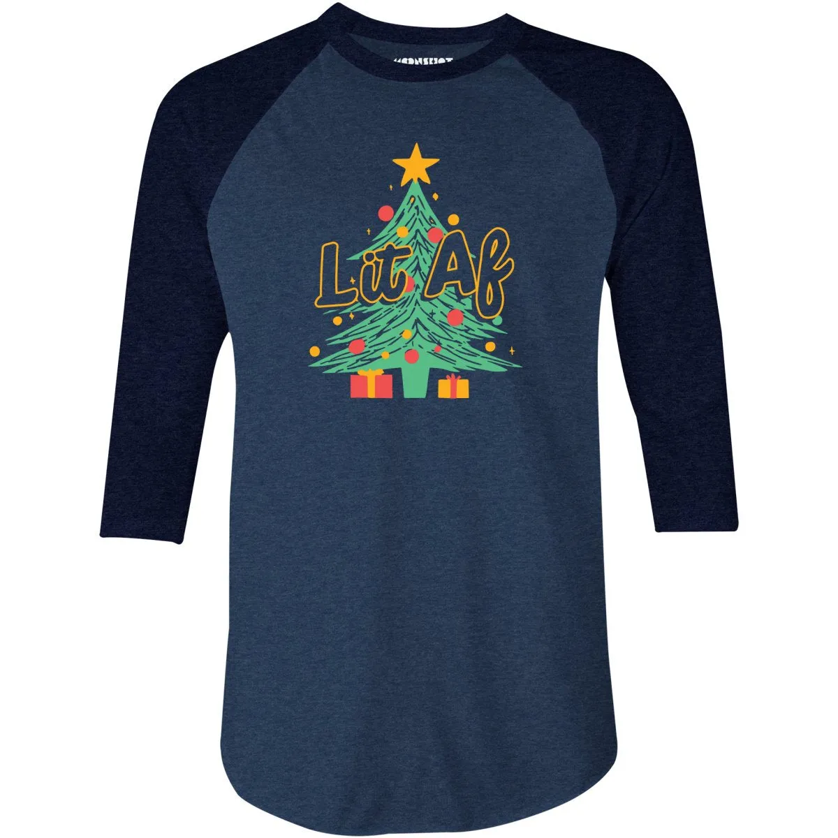 Lit AF Christmas Tree - 3/4 Sleeve Raglan T-Shirt