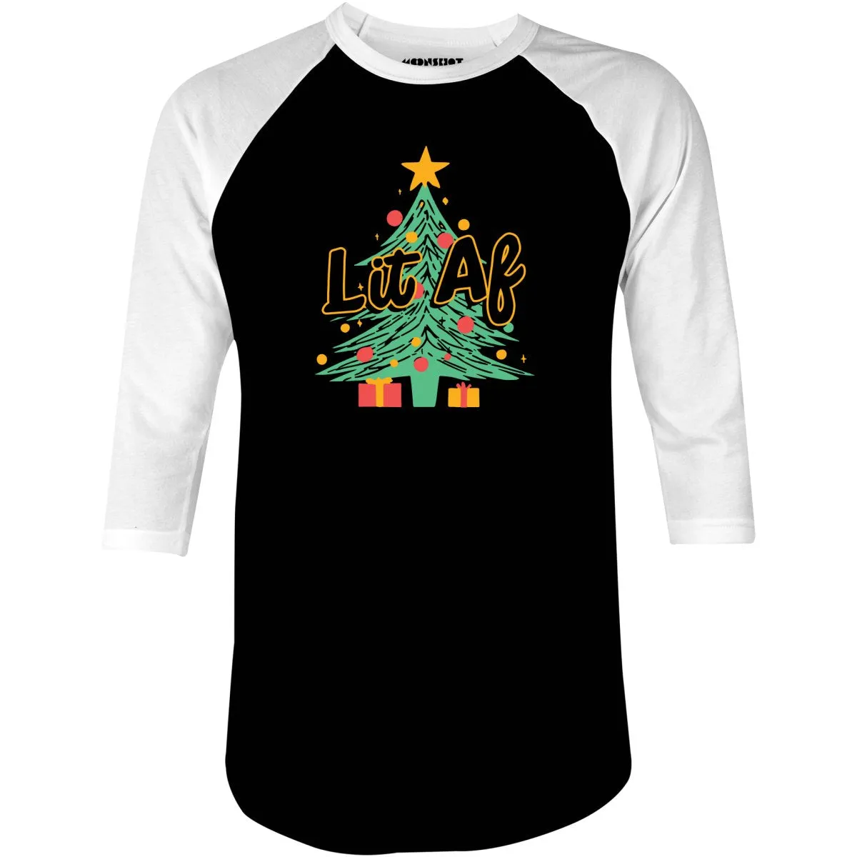 Lit AF Christmas Tree - 3/4 Sleeve Raglan T-Shirt