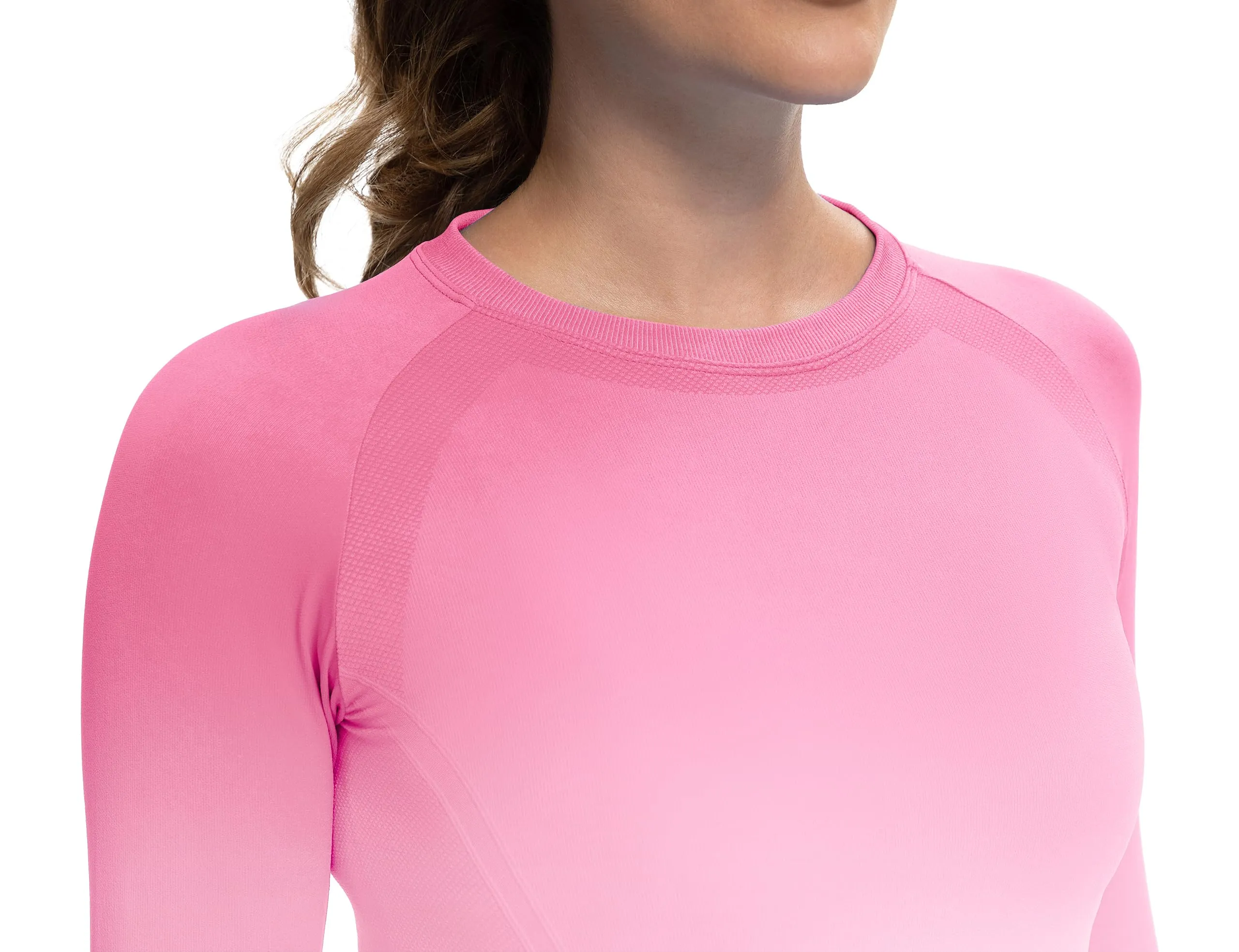 MathCat Long Sleeve Workout Tops for Women, Gradient Running Athletic Shirts, Seamless Breathable Tops with Thumb Holes