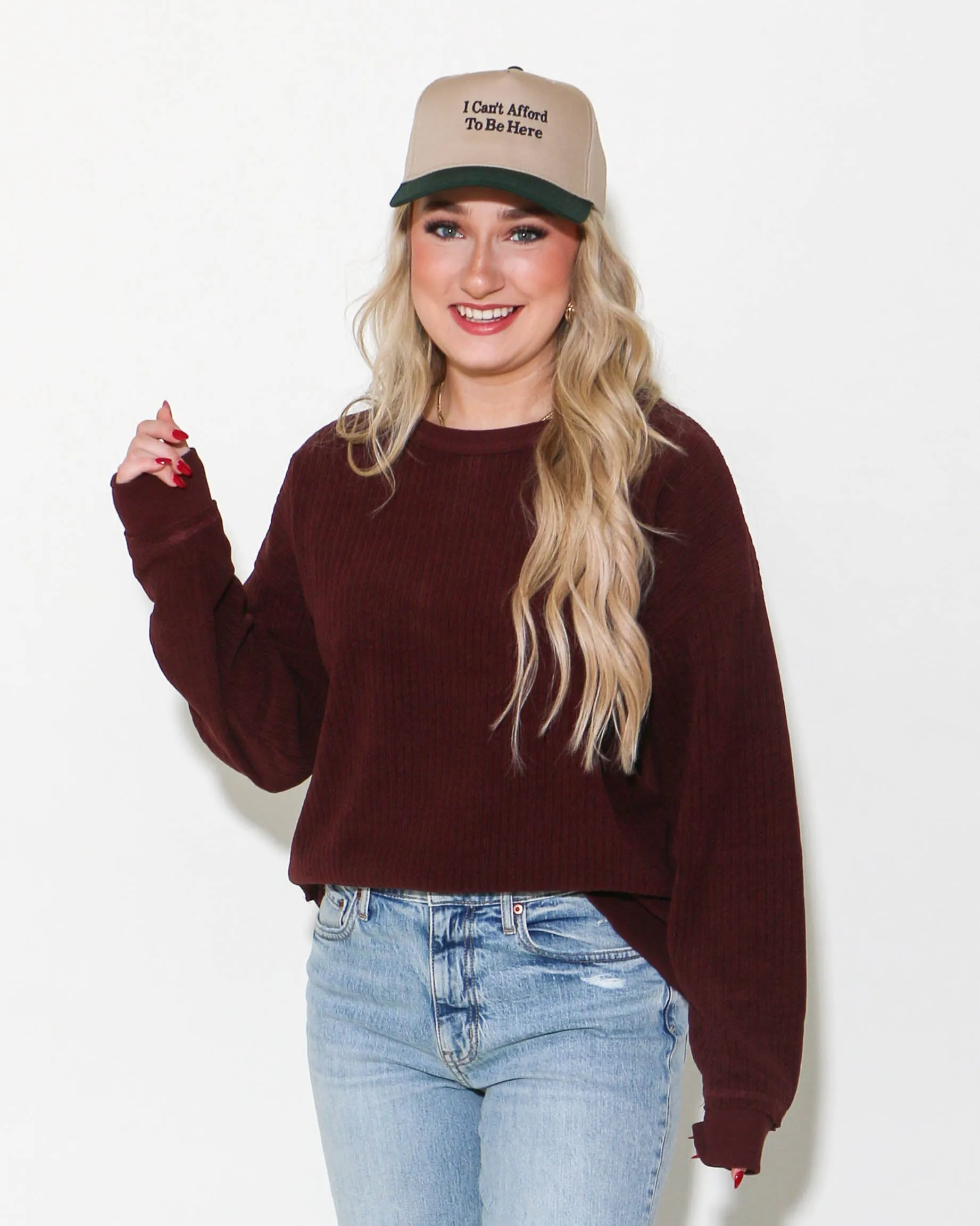 Oversized Soft Textured Knit Top in Maroon