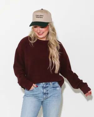 Oversized Soft Textured Knit Top in Maroon