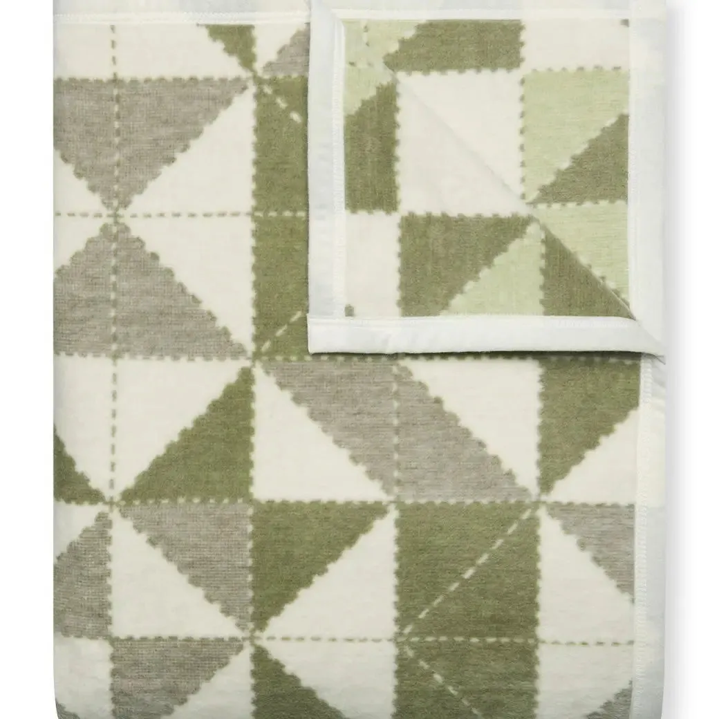 Patchwork Stars Smoky Olive Blanket