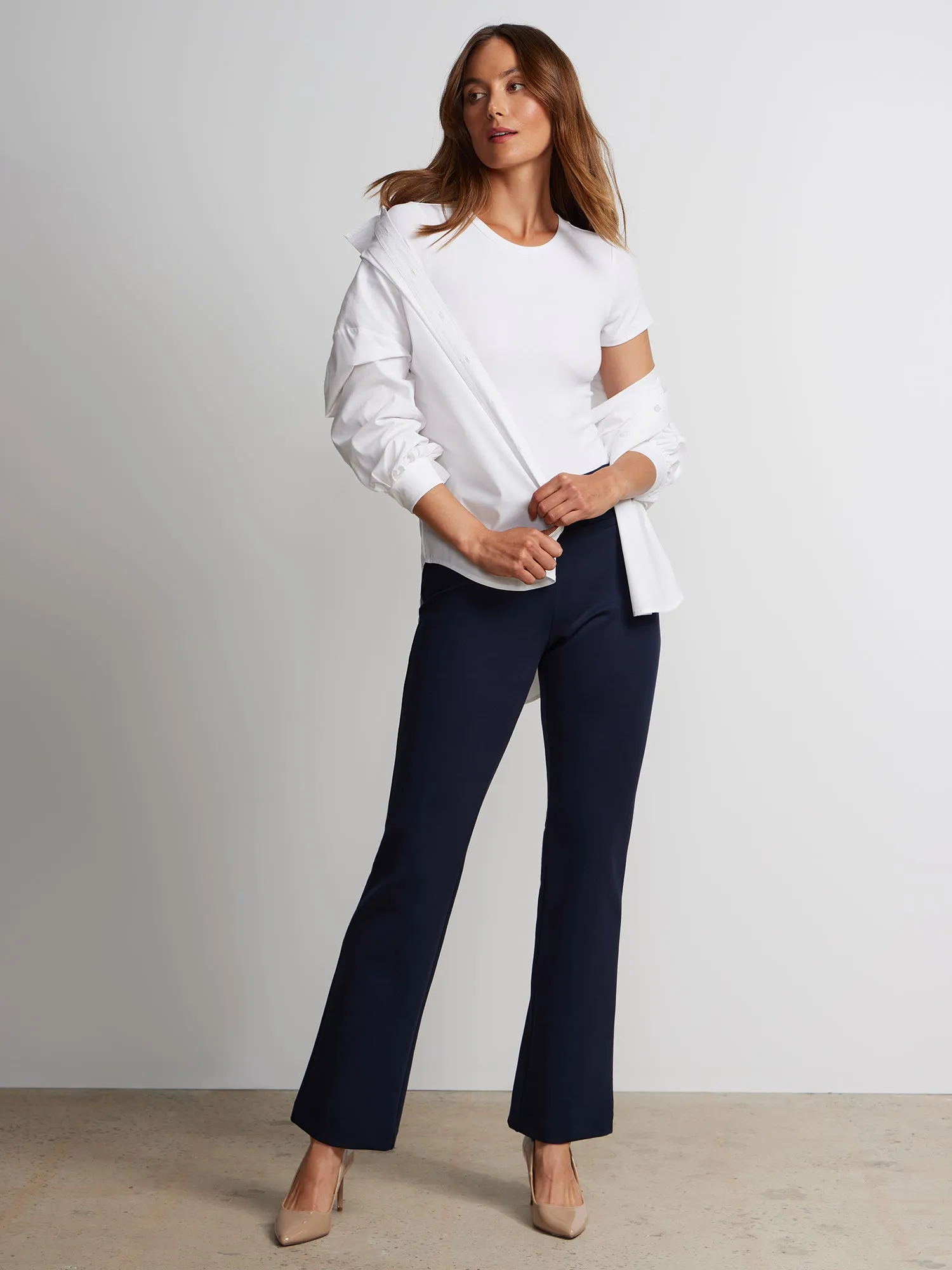 Petite Ponte Bootcut High-Rise Pants