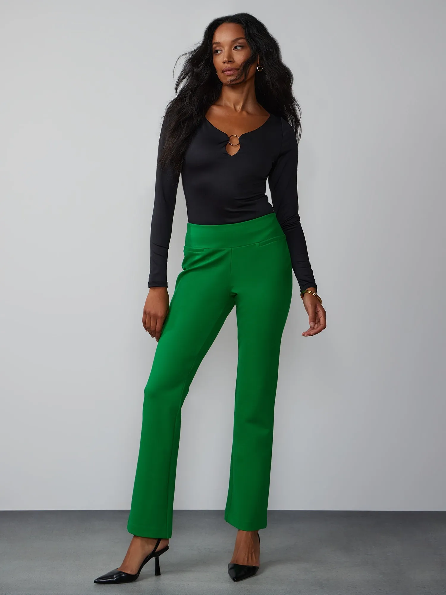 Petite Ponte Bootcut High-Rise Pants