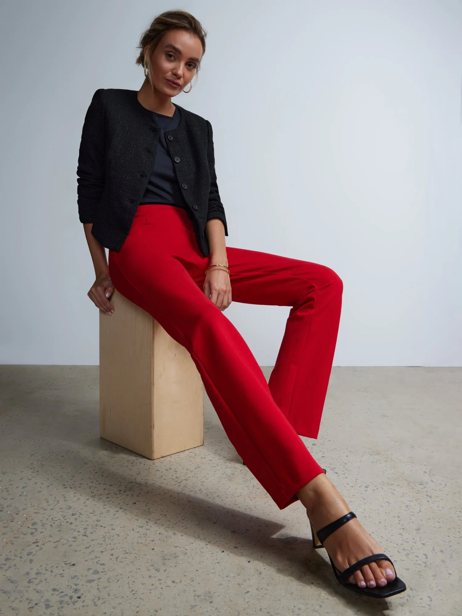 Petite Ponte Bootcut High-Rise Pants