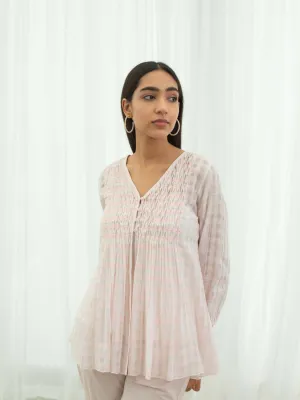 Pink Gingham Smock Top