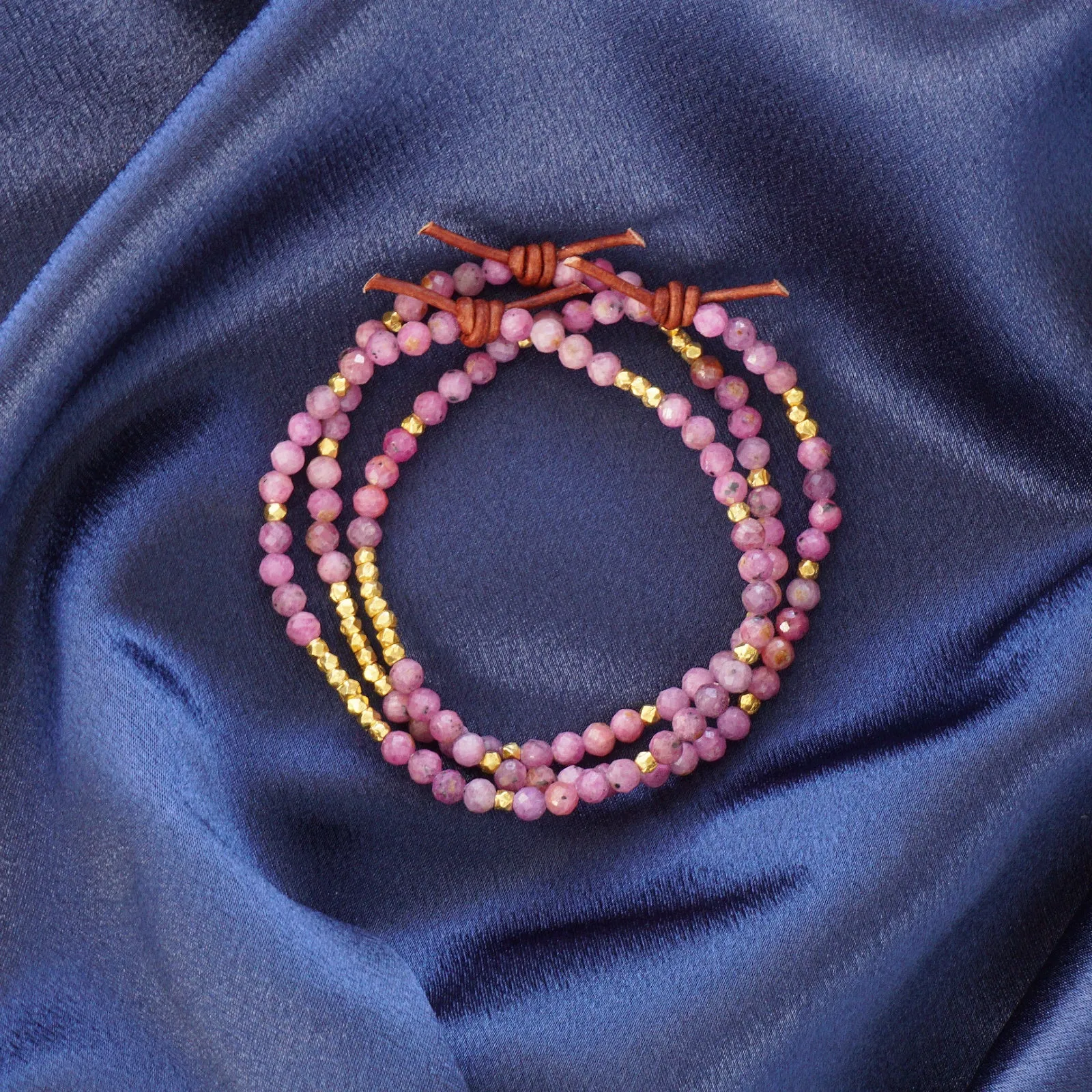 Pink Ruby & Gold Nugget Tiny Bracelet | 2024 Holiday Exclusive