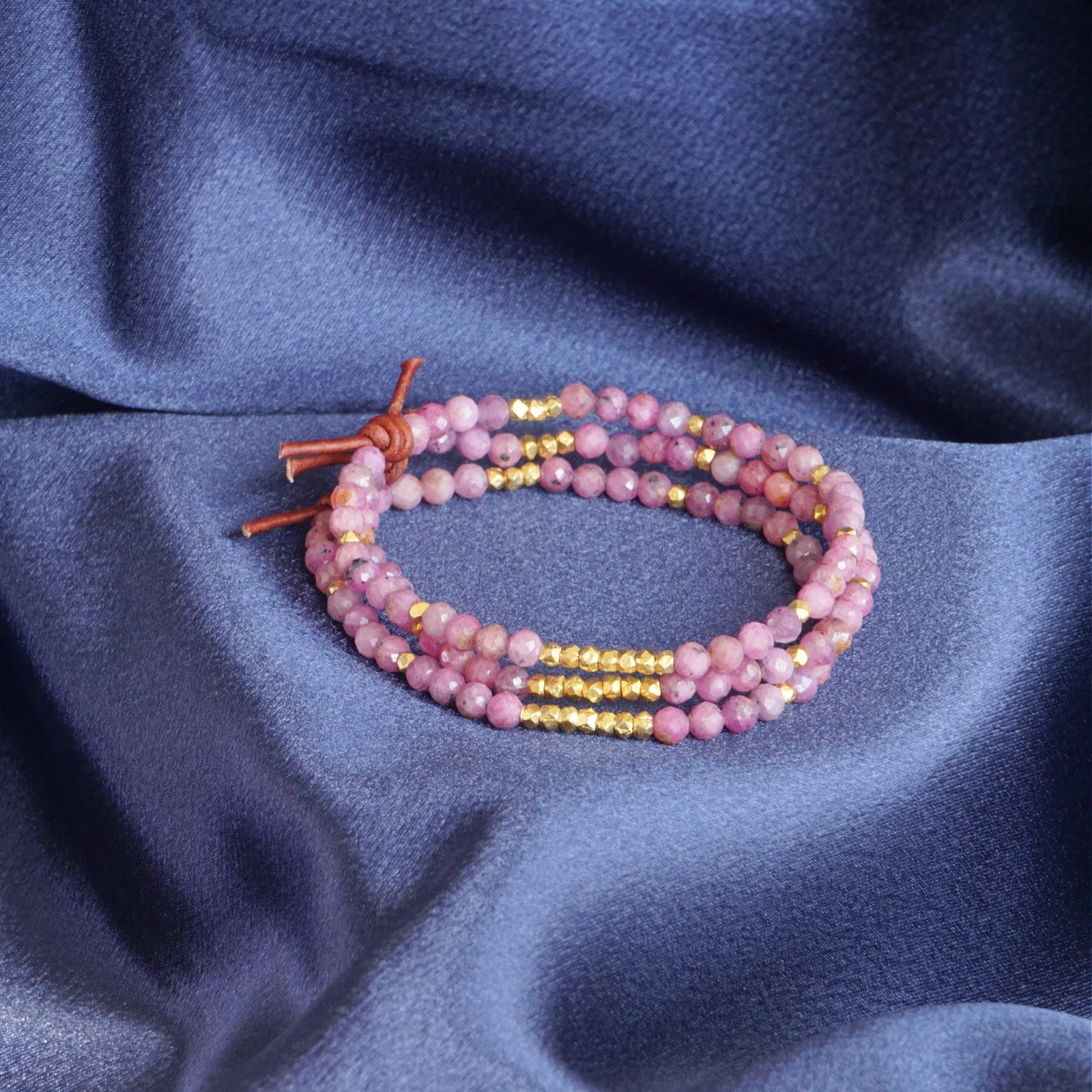 Pink Ruby & Gold Nugget Tiny Bracelet | 2024 Holiday Exclusive