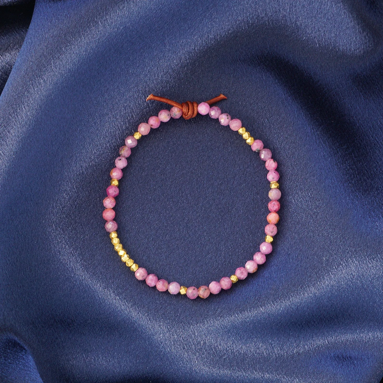 Pink Ruby & Gold Nugget Tiny Bracelet | 2024 Holiday Exclusive