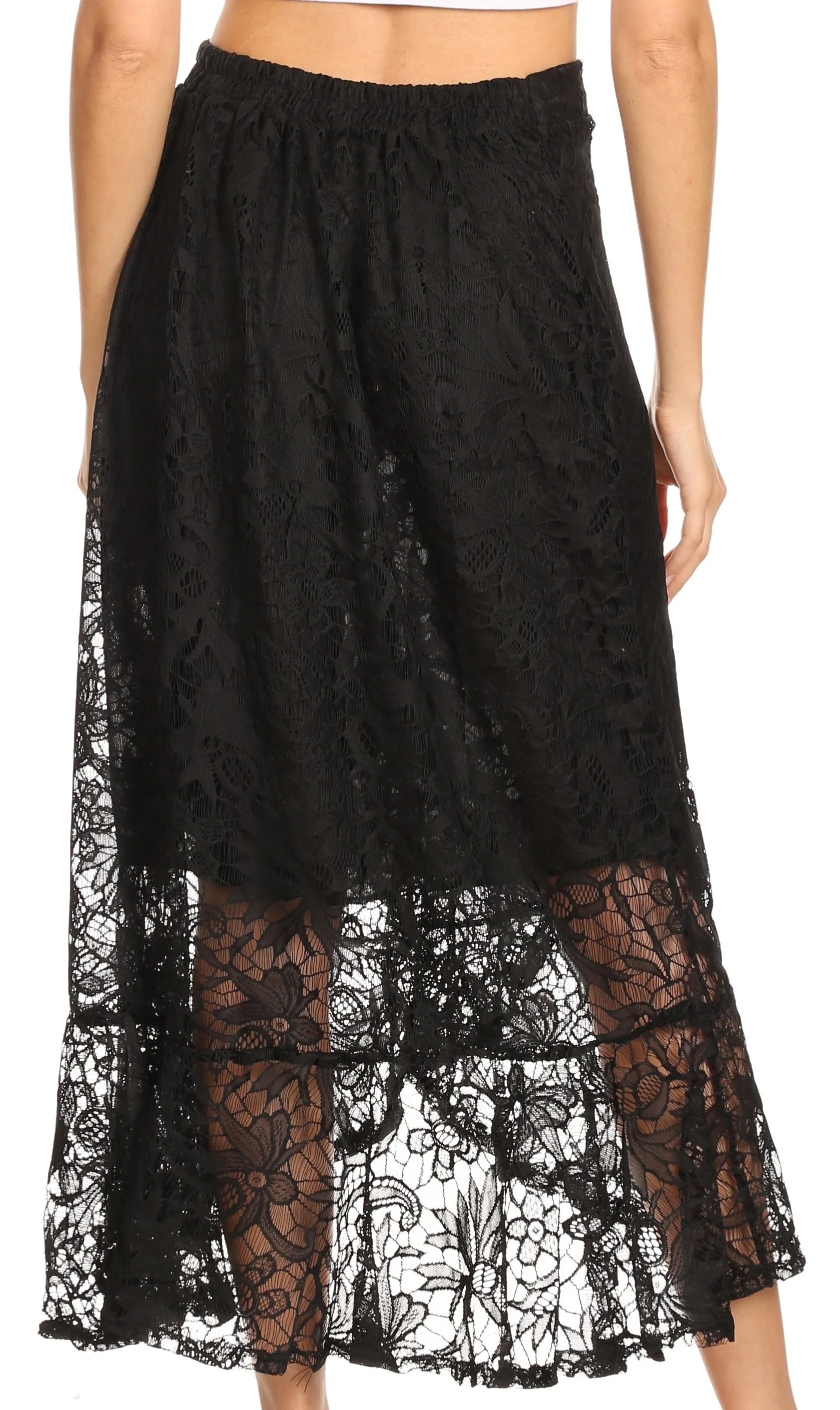 Sakkas Roma Bohemian Lace Maxi long Hippie Gypsy Dance Skirt Sexy Stunning