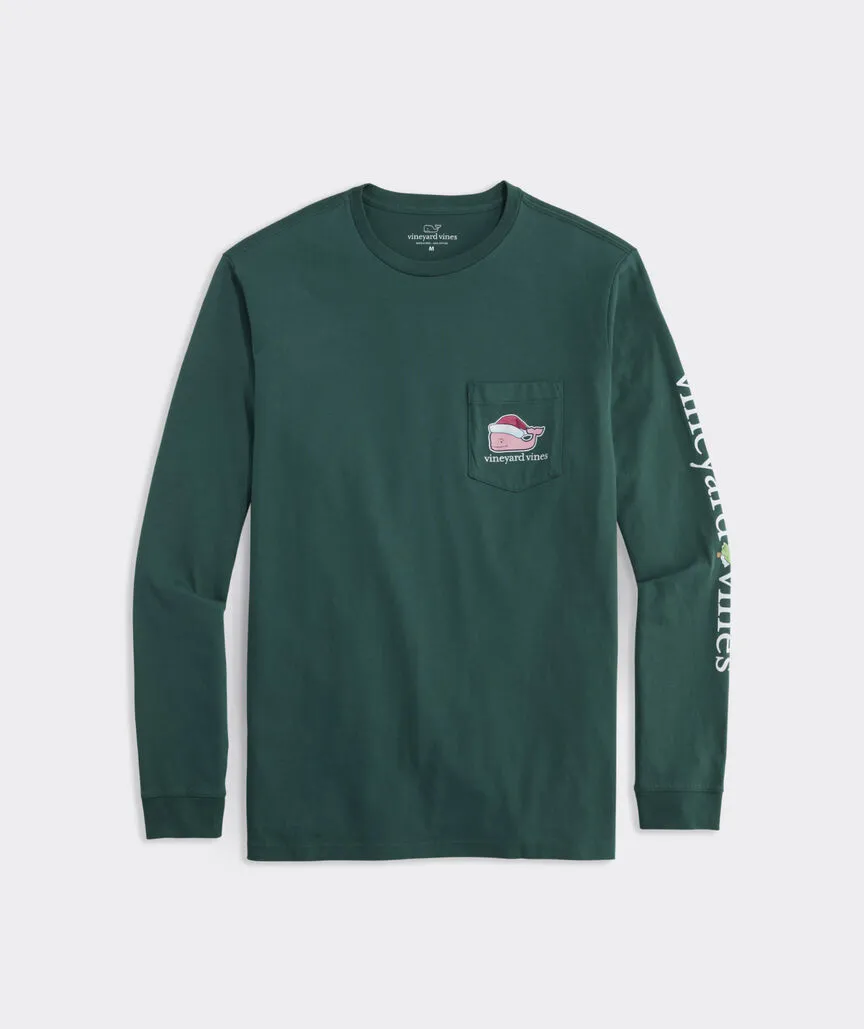 Santa Whale Long Sleeve Pocket Tee in Charleston Green by Vineyard Vines