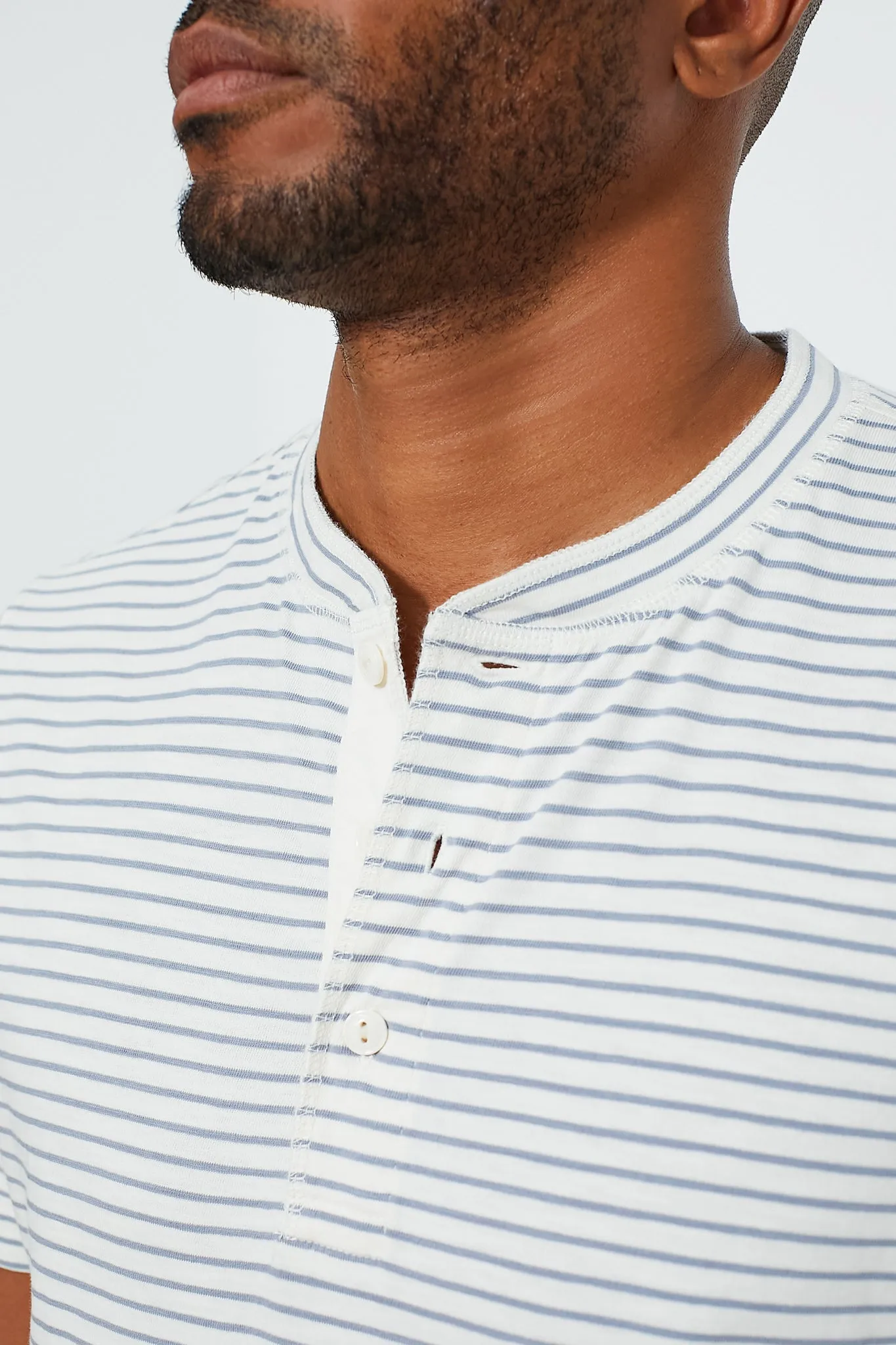 Shell Flint Stripe Short Sleeve Sunwashed Henley