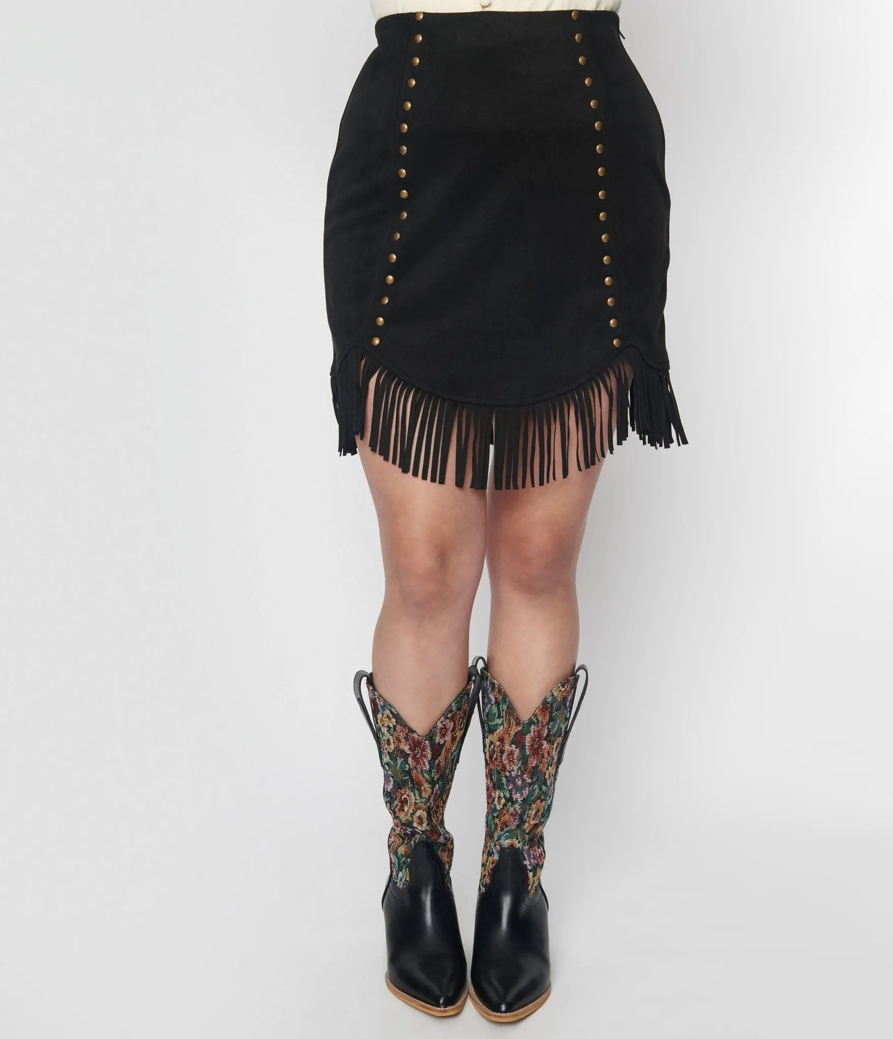 Smak Parlour Black Western Fringe Mini Skirt