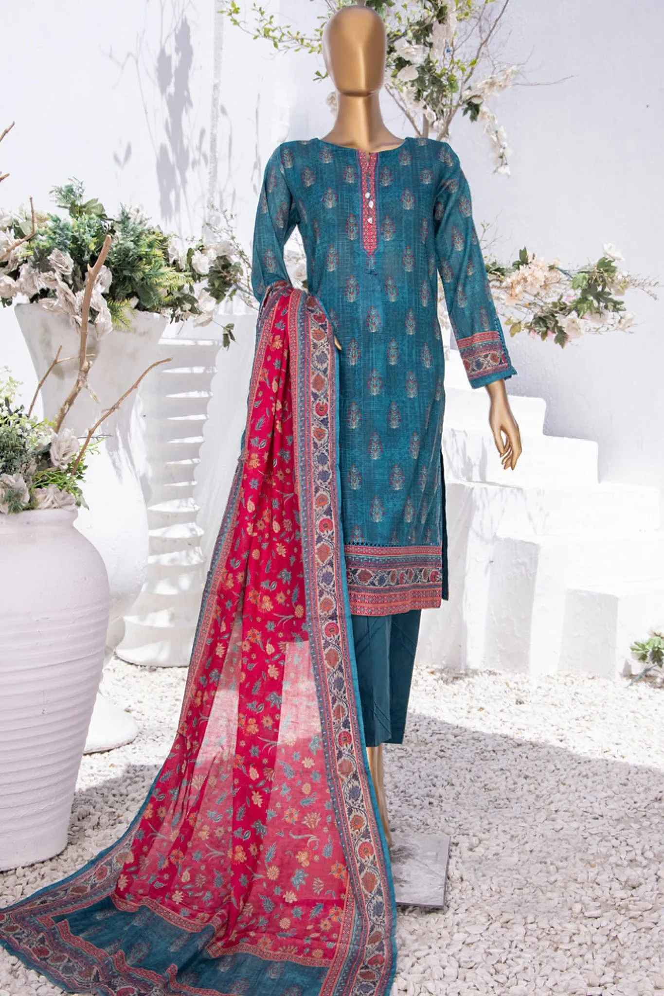 Summer Bloom By HZ Stitched 3 Piece Digital Printed Lawn Collection'2024-PNL-405