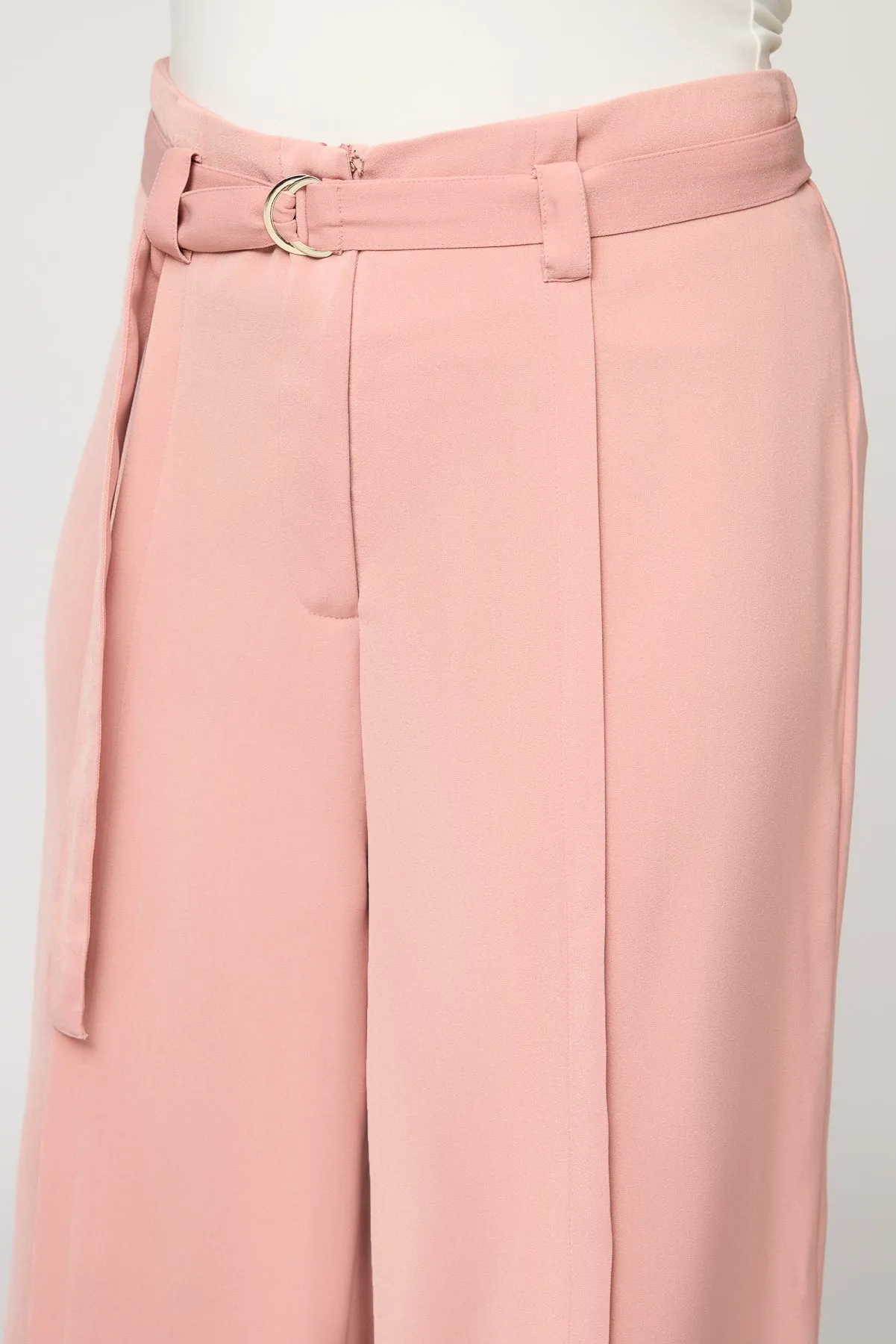 Sweet Peony Curve Belted Flared Korean Pants