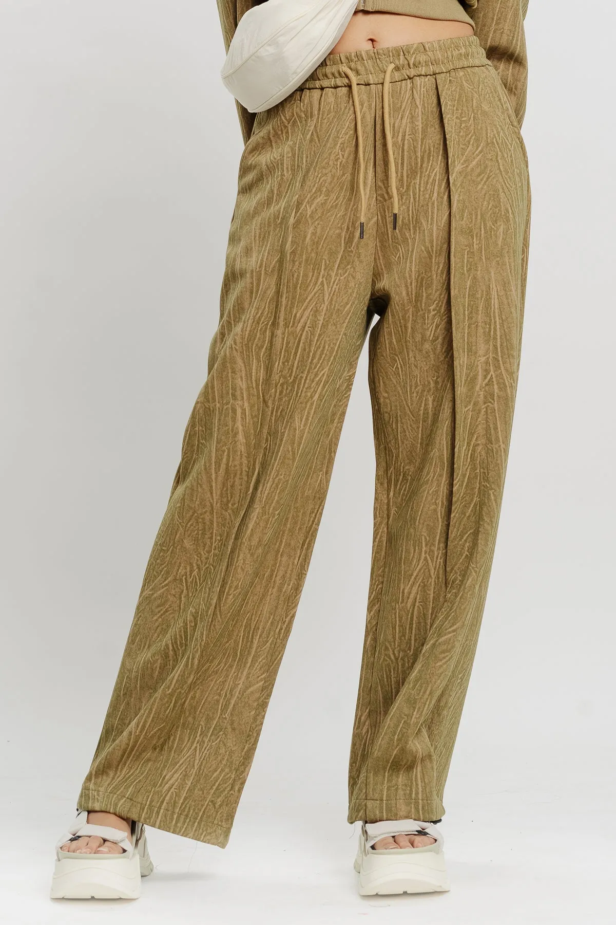 Textured Khaki Straight Fit Pant