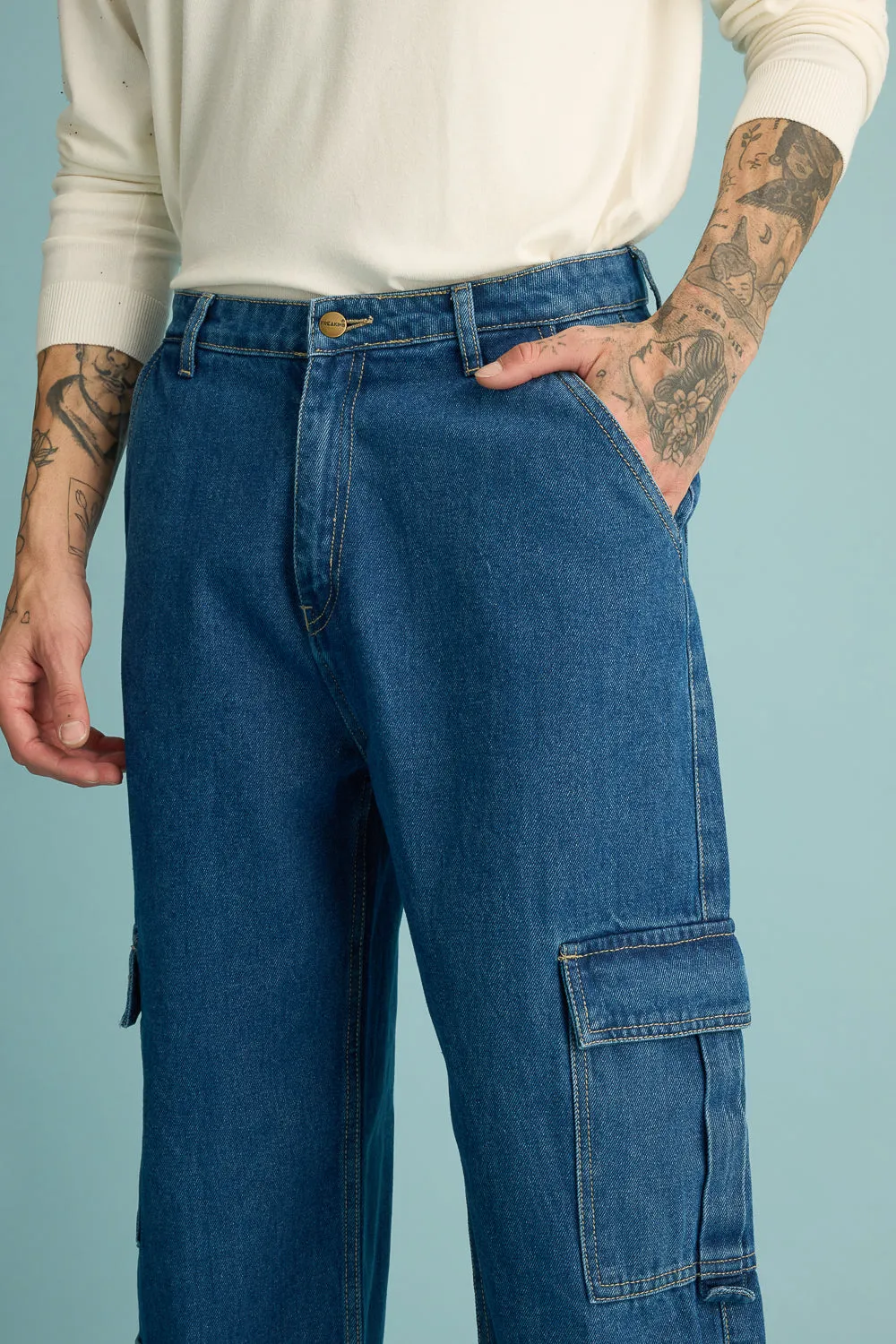 Ucla Blue Men's Cargo Jeans