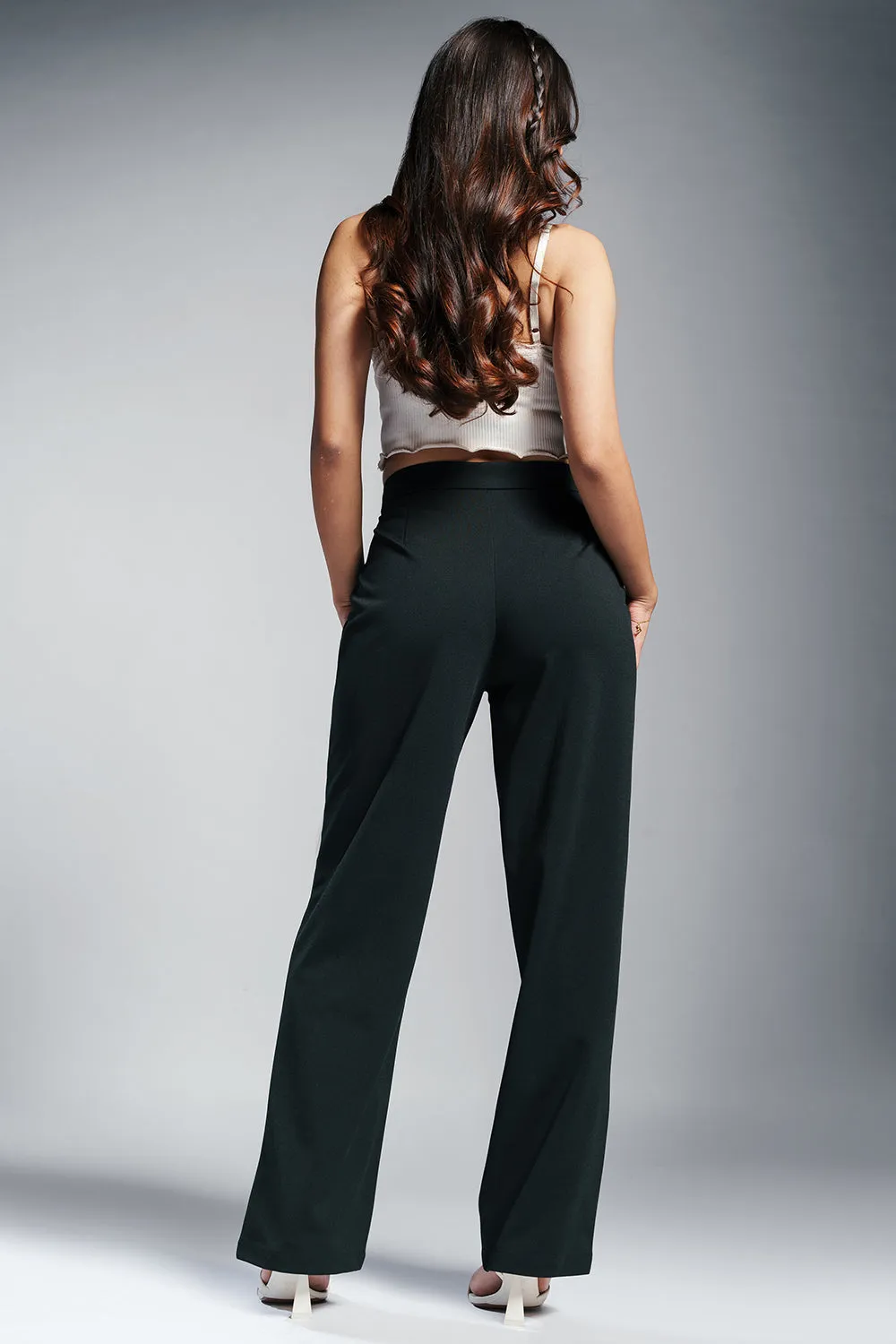 Victorian Black Women's Textured Korean Pants