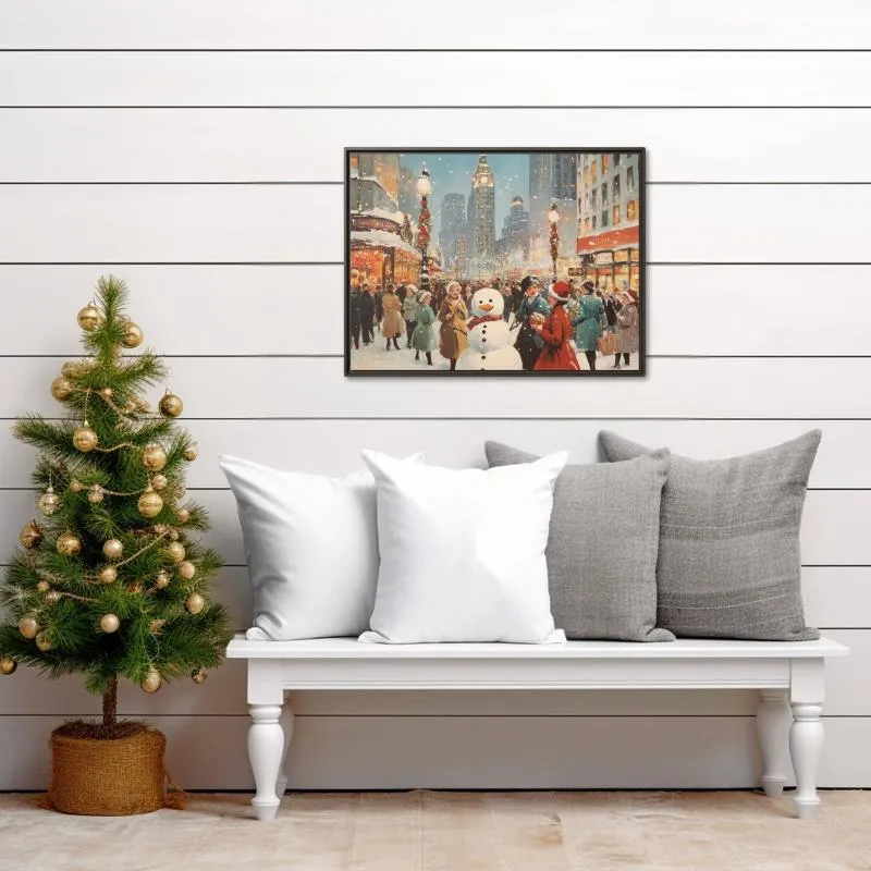 Vintage City at Christmas Canvas Print