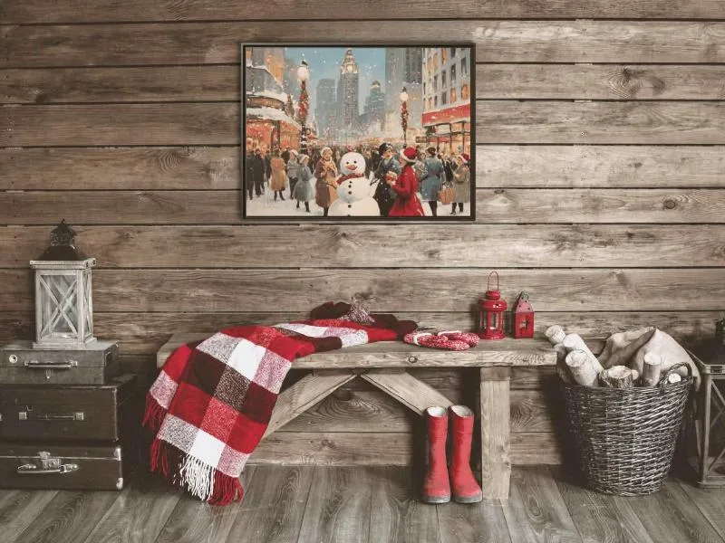 Vintage City at Christmas Canvas Print