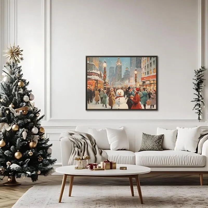 Vintage City at Christmas Canvas Print