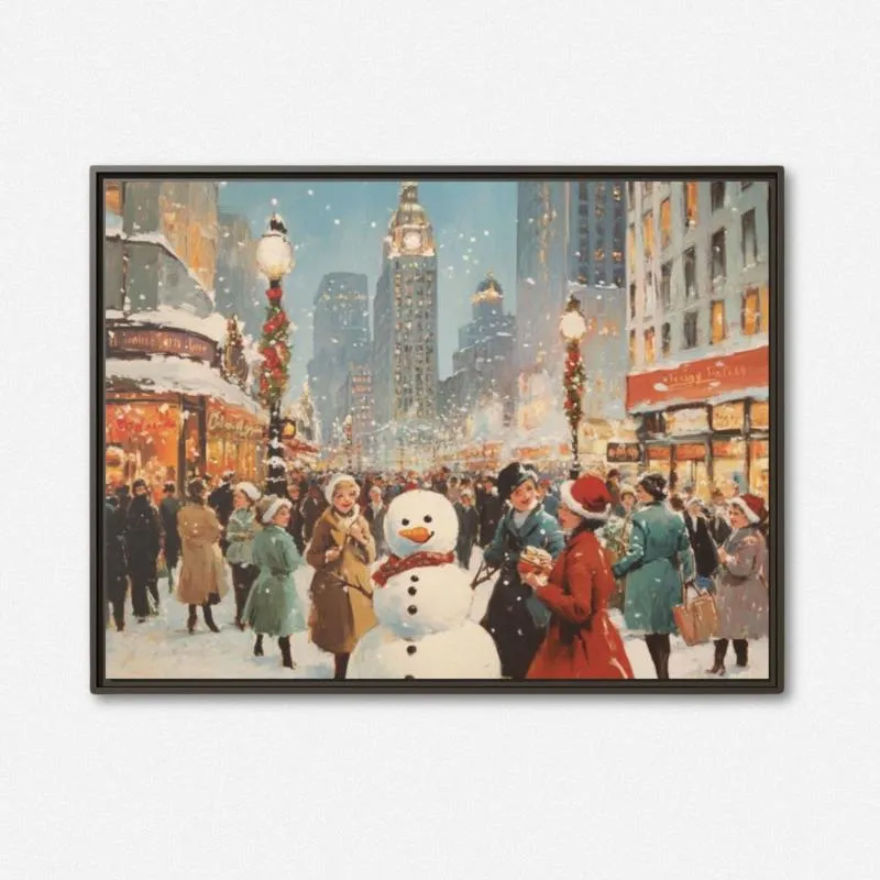 Vintage City at Christmas Canvas Print