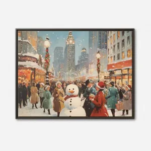 Vintage City at Christmas Canvas Print