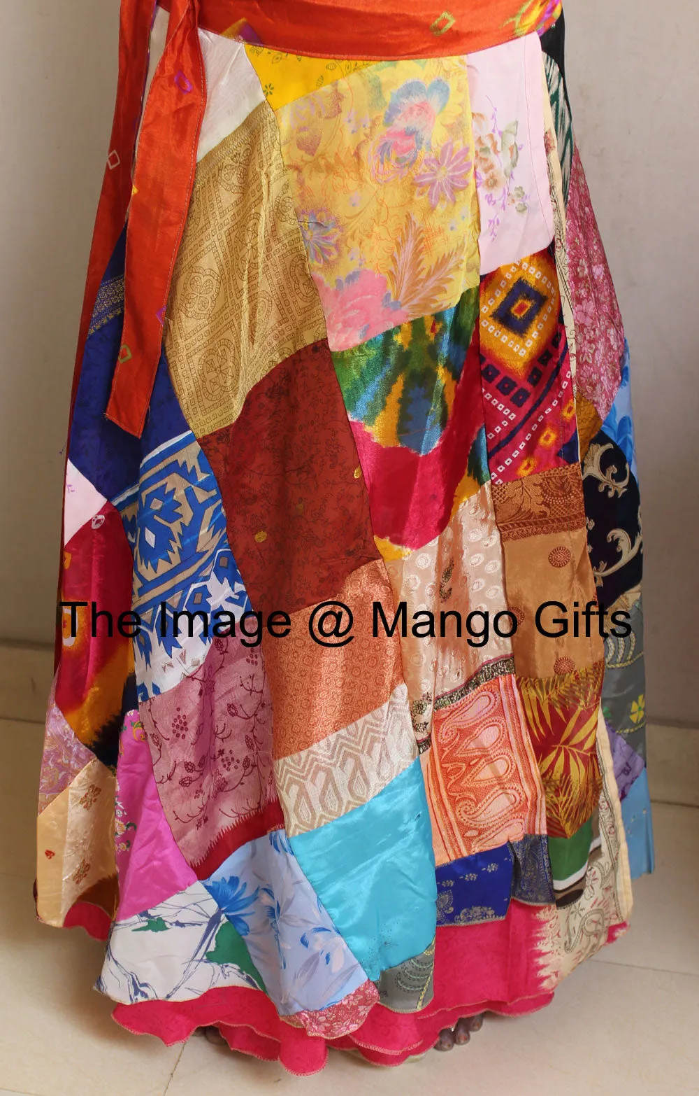 Vintage Silk Sari Recycled Patchwork Magic Wrap Around Skirt Reversible Dress