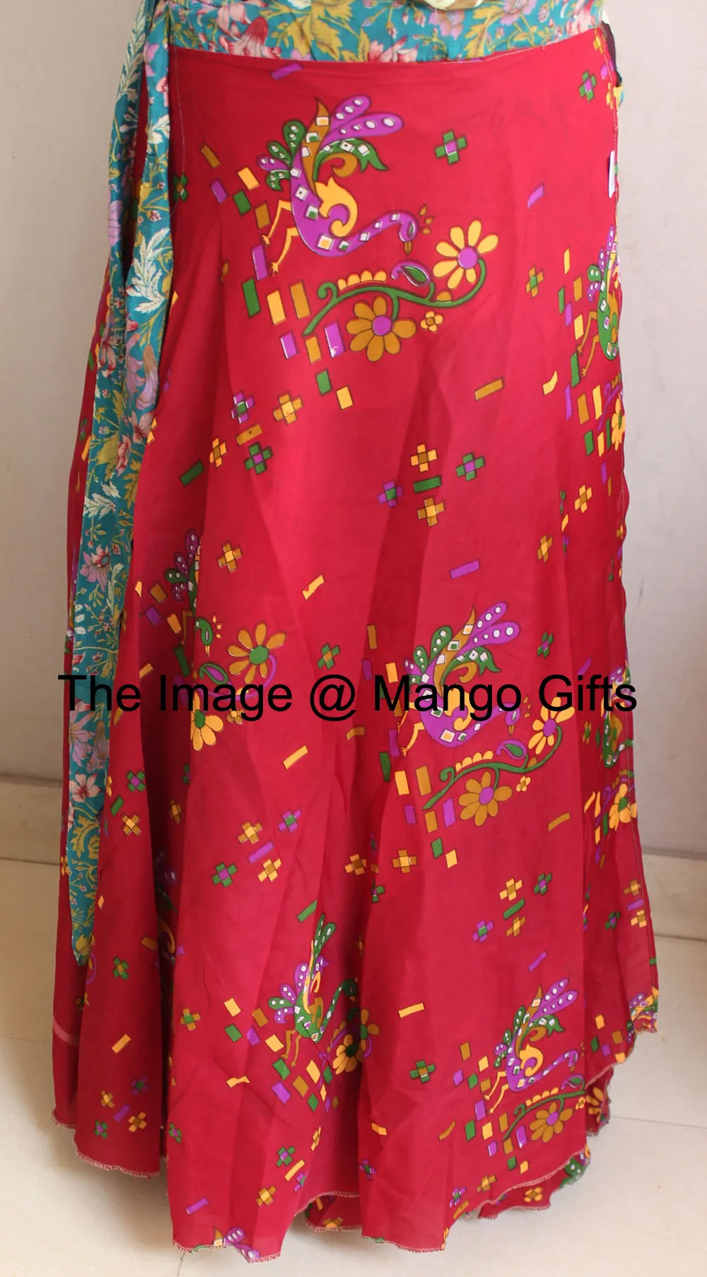 Vintage Silk Sari Recycled Patchwork Magic Wrap Around Skirt Reversible Dress