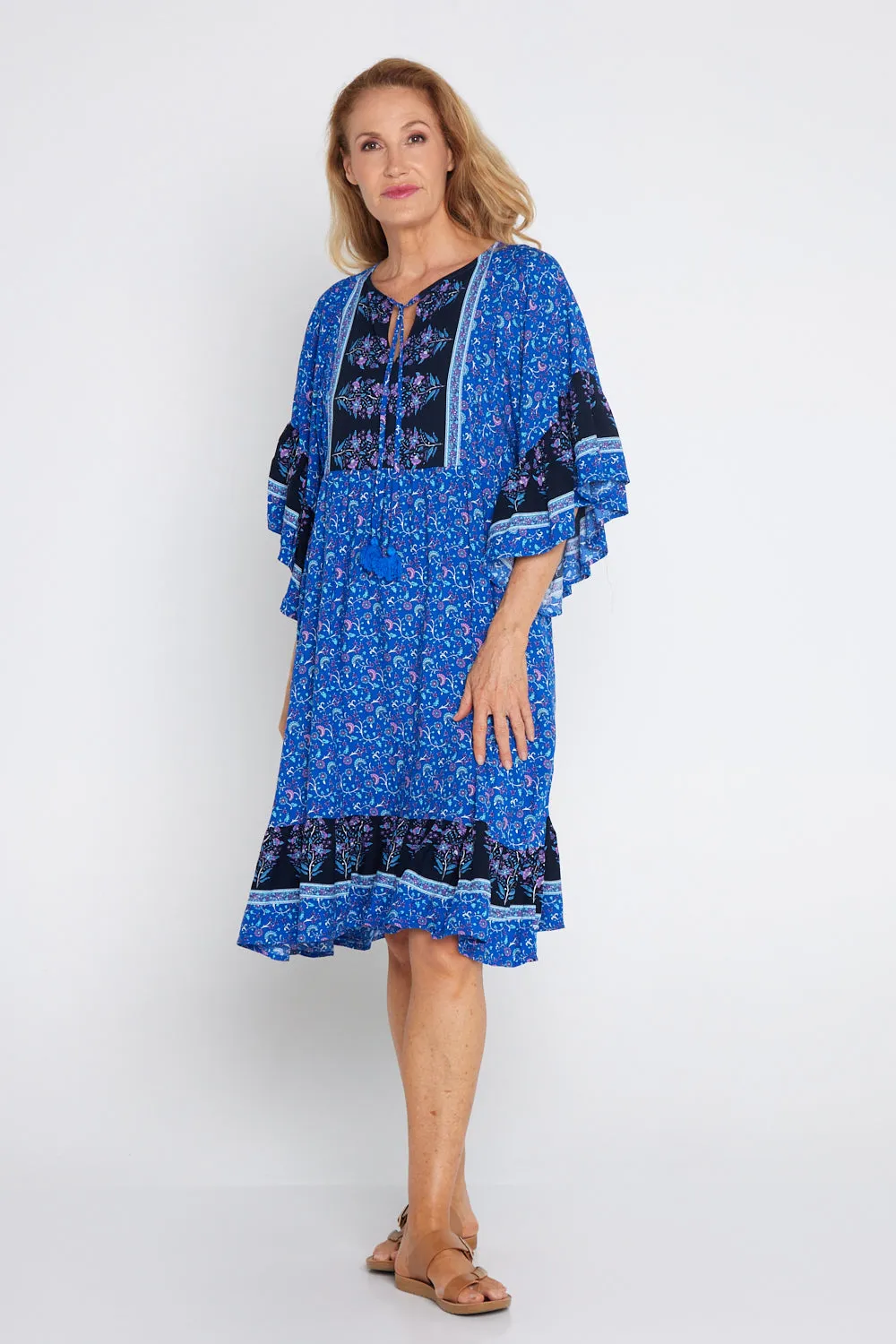 Wategos Dress - Royal Blue Jacobean