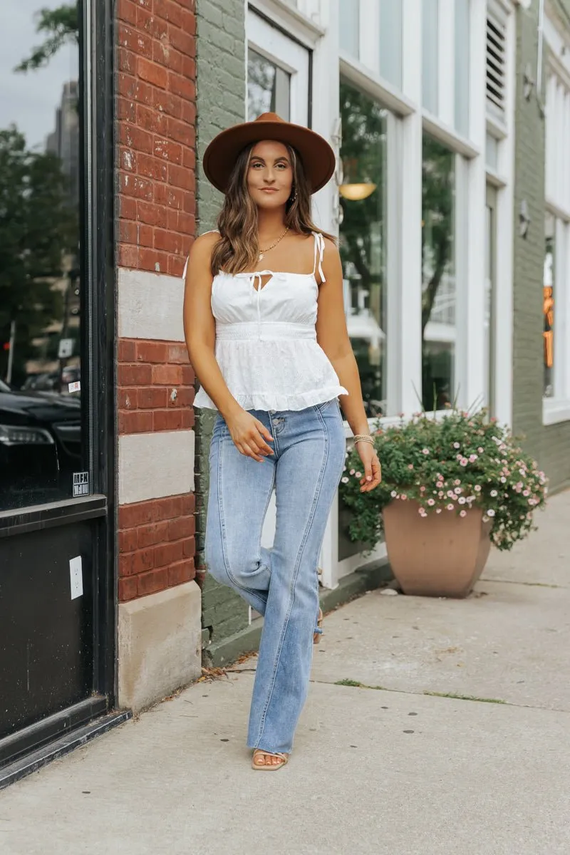 White Ruffled Eyelet Cami Top - FINAL SALE