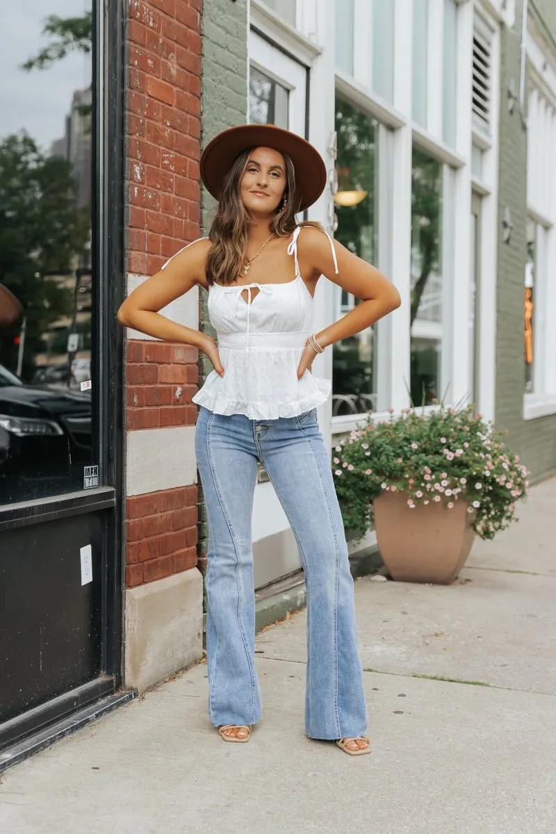 White Ruffled Eyelet Cami Top - FINAL SALE