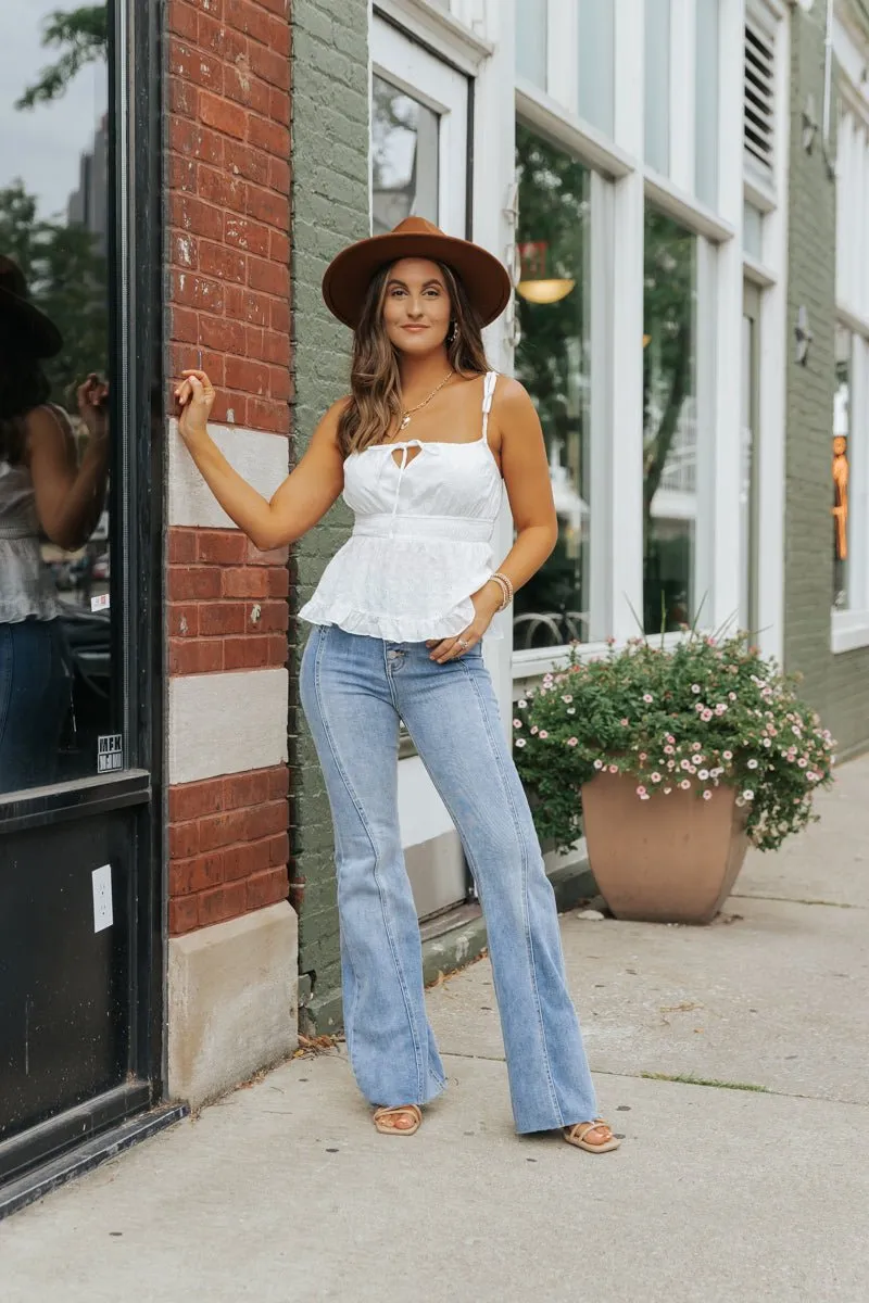 White Ruffled Eyelet Cami Top - FINAL SALE