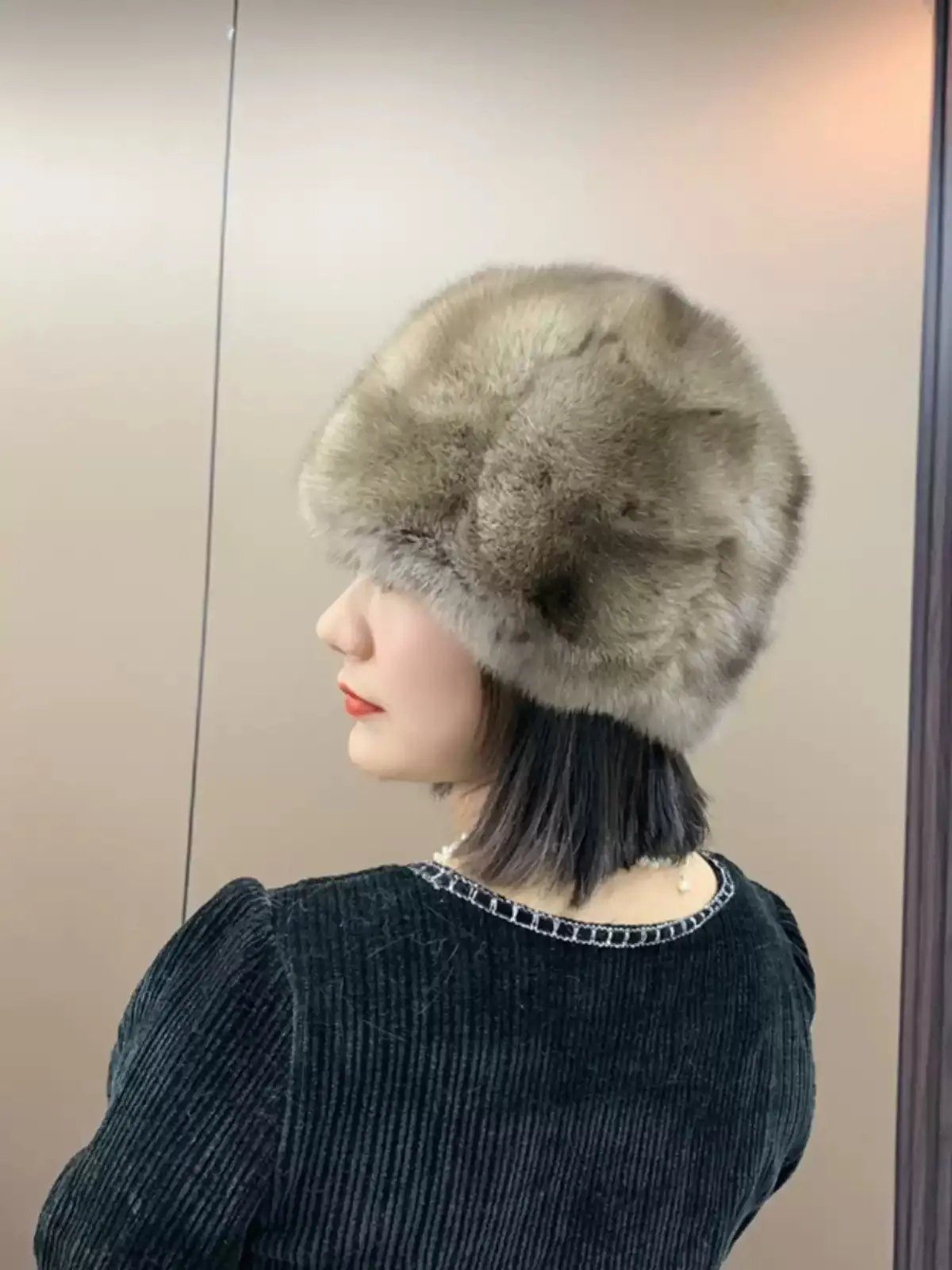 Whole leather hat sable fur light luxury stitching fur hat genuine leather high-end hat ear protection warm ladies autumn and winter new