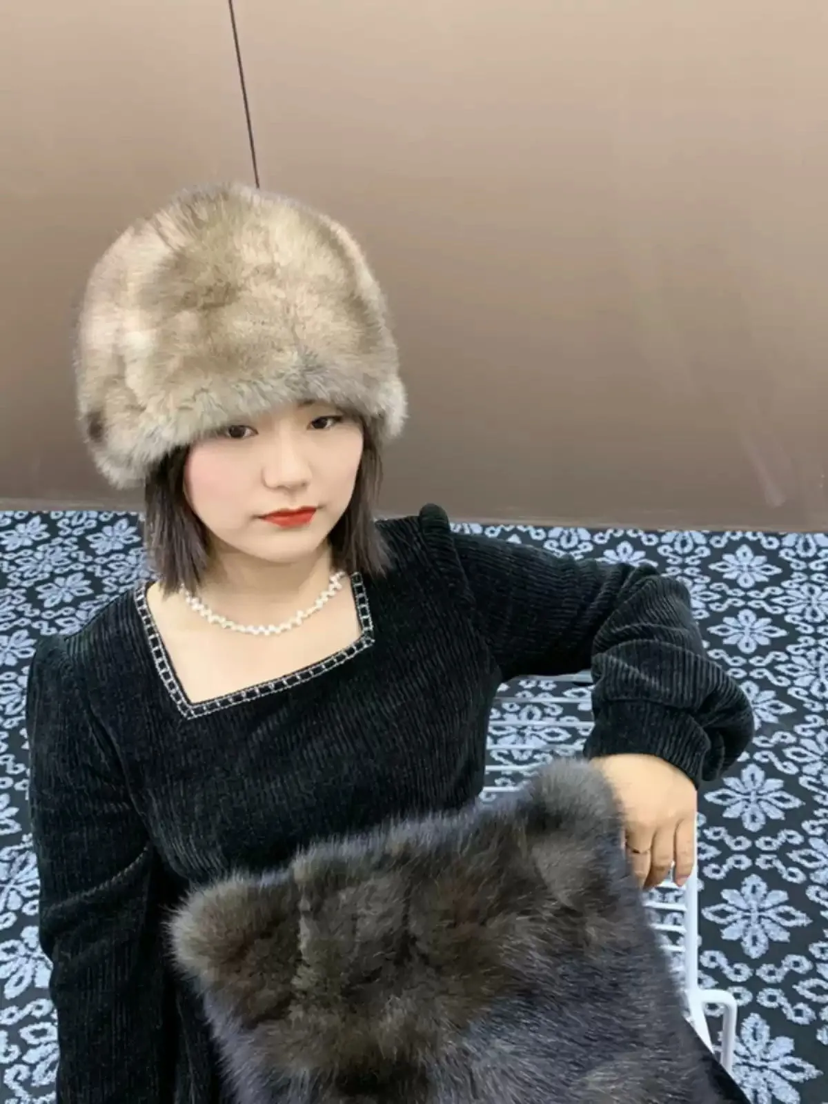 Whole leather hat sable fur light luxury stitching fur hat genuine leather high-end hat ear protection warm ladies autumn and winter new