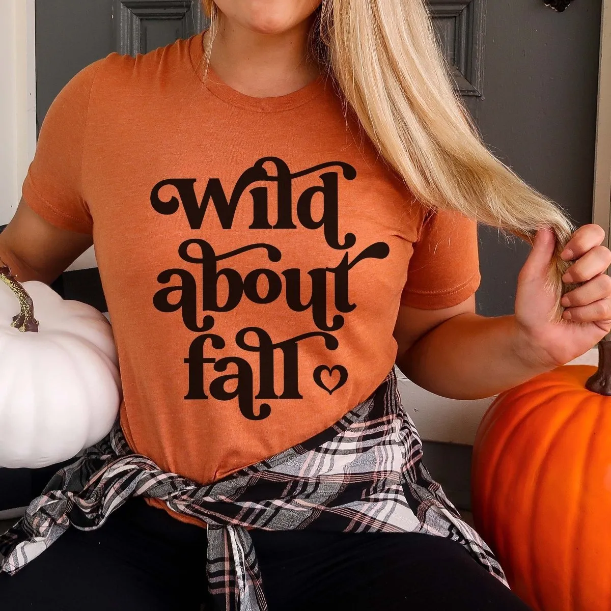 Wild About Fall Heart Wholesale Bella Graphic Tee - Fast Shipping