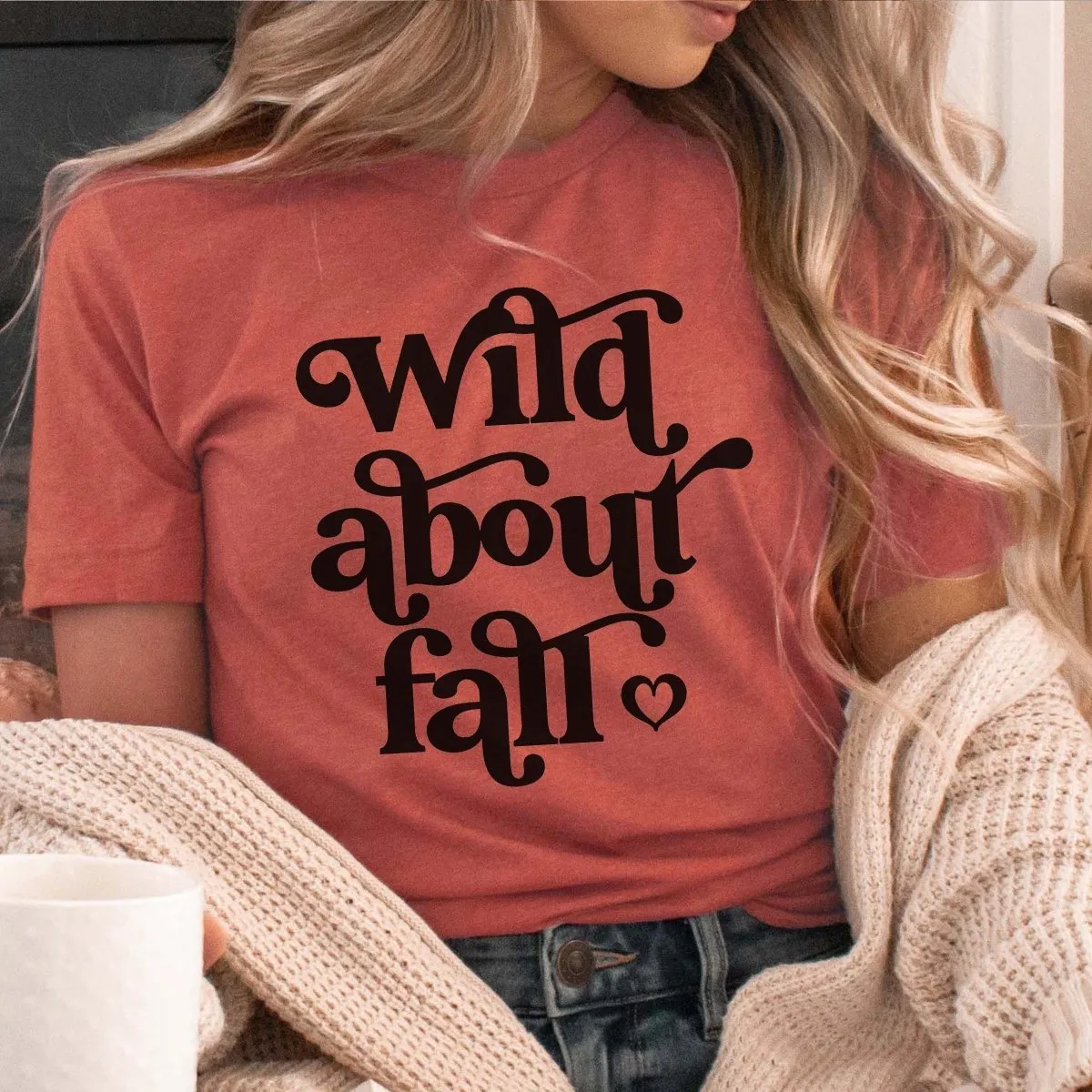 Wild About Fall Heart Wholesale Bella Graphic Tee - Fast Shipping