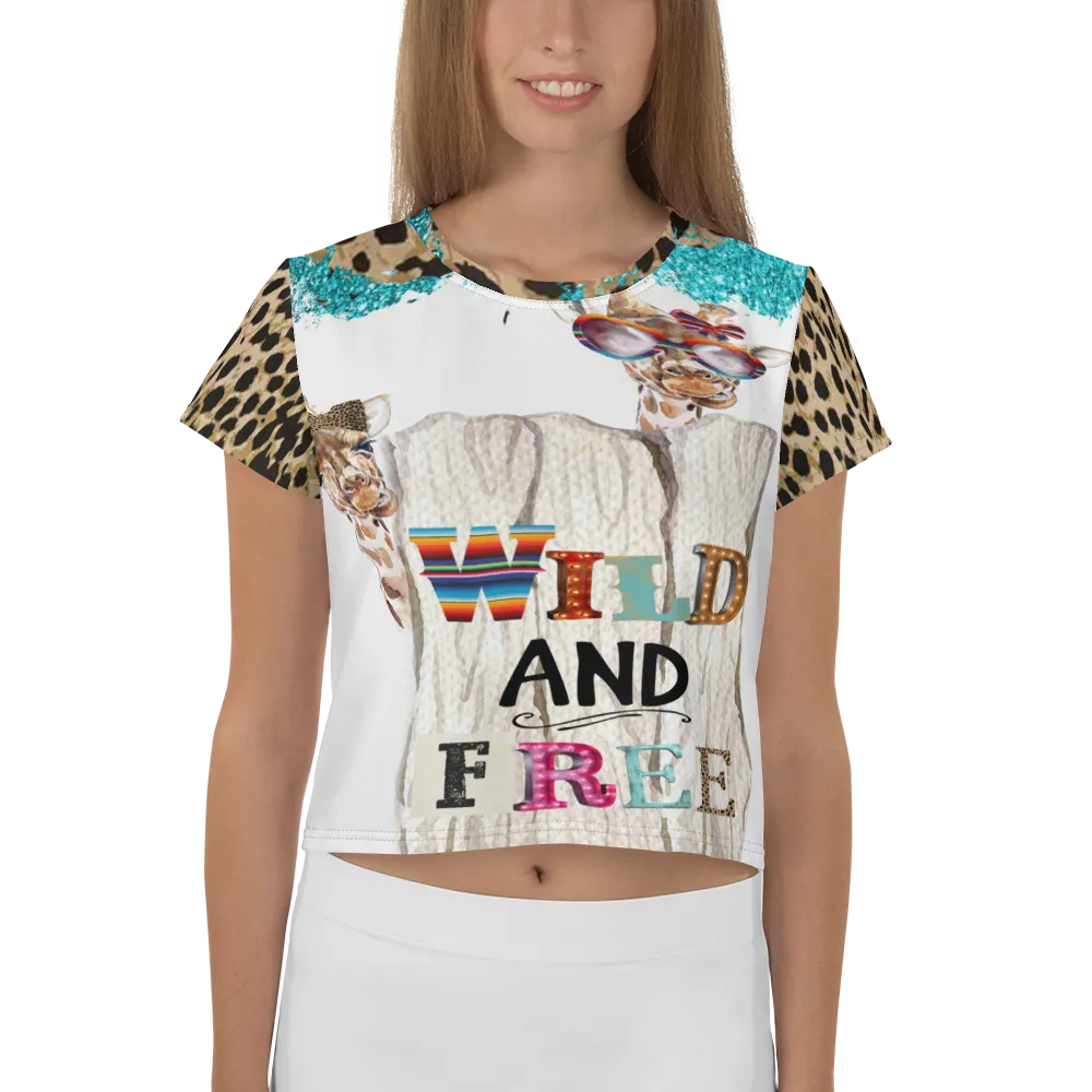 Wild and Free AOP Crop Tee